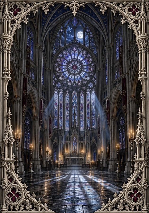 Full front cover of Cathedral at Midnight planner