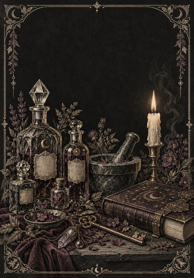 Full front cover of Midnight Apothecary planner